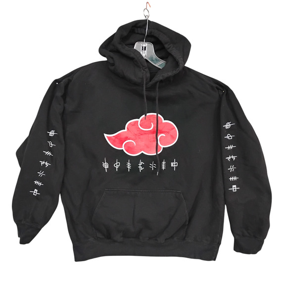 Naruto Shippuden Akatsuki Anime Hoodie Size Large Black with Red Graphics - Picture 2 of 4